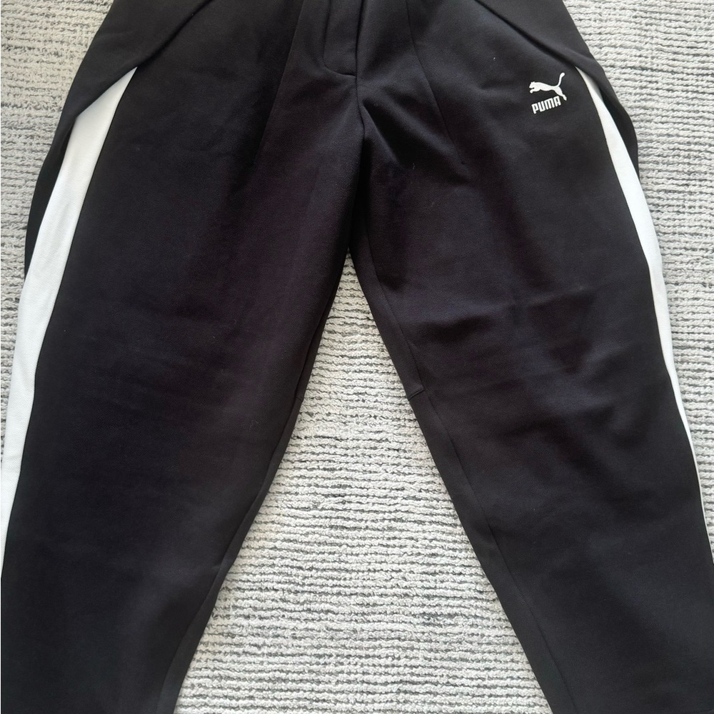 Puma Black and White Sweatpants Relaxed Fit Joggers